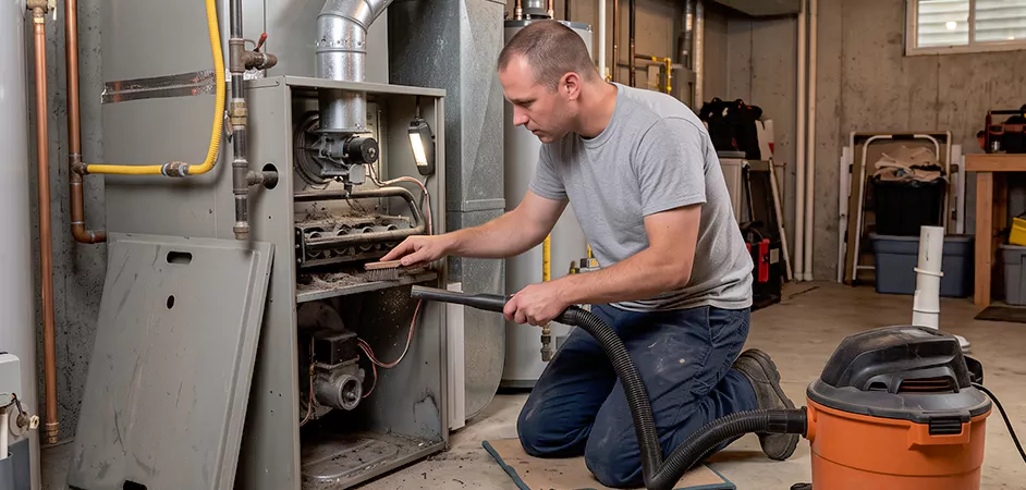 Burner and Heater Compartment Lint Removal in West Orange